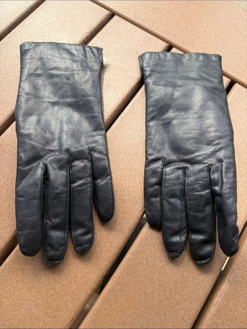 Genuine Leather Rabbit Hair Lined Gloves